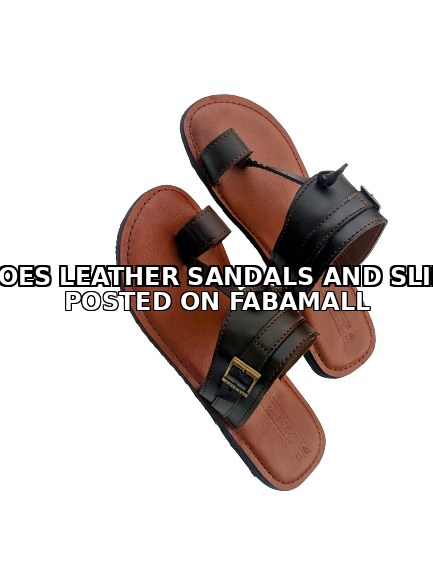 Buckle Nut Handmade Quality Leather Slippers - Coffee — 1