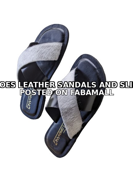 Cross Fur Handmade Quality Leather Slippers - Black and White — 2