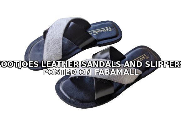 Cross Fur Handmade Quality Leather Slippers - Black and White — 1