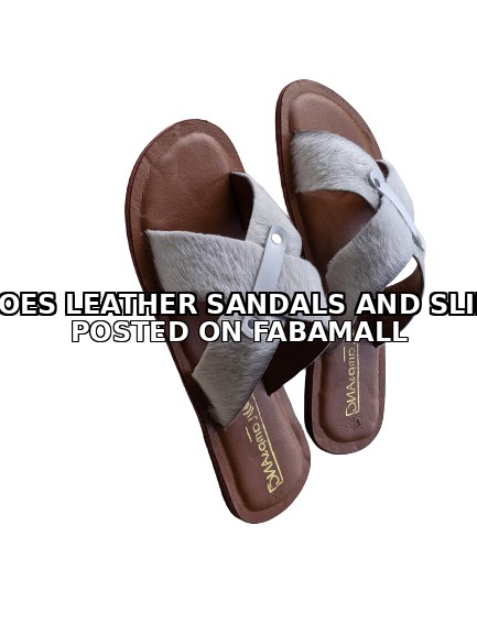 Cross Fur Handmade Quality Leather Slippers - White — 2