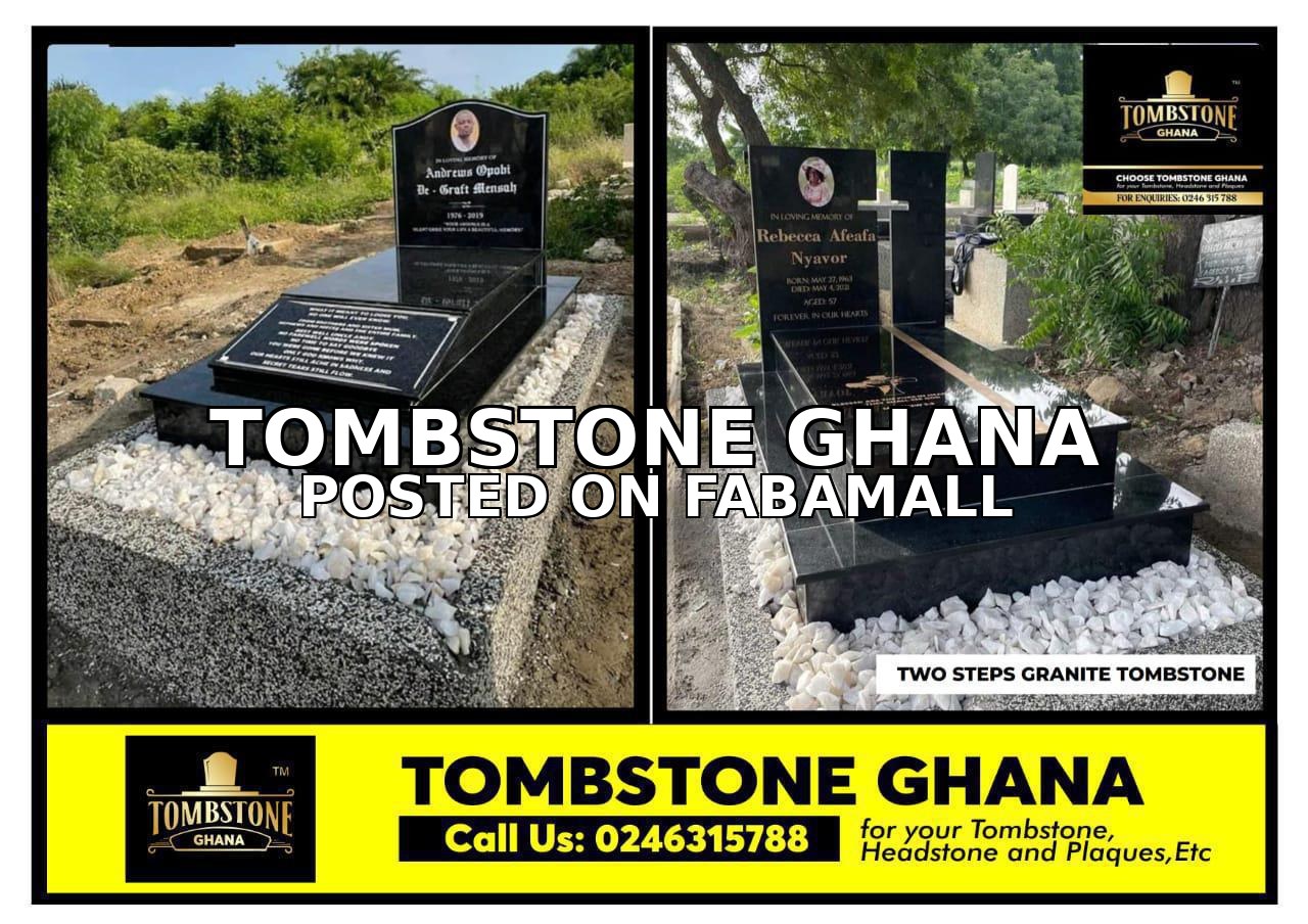Granite tombstone with white stone — 1