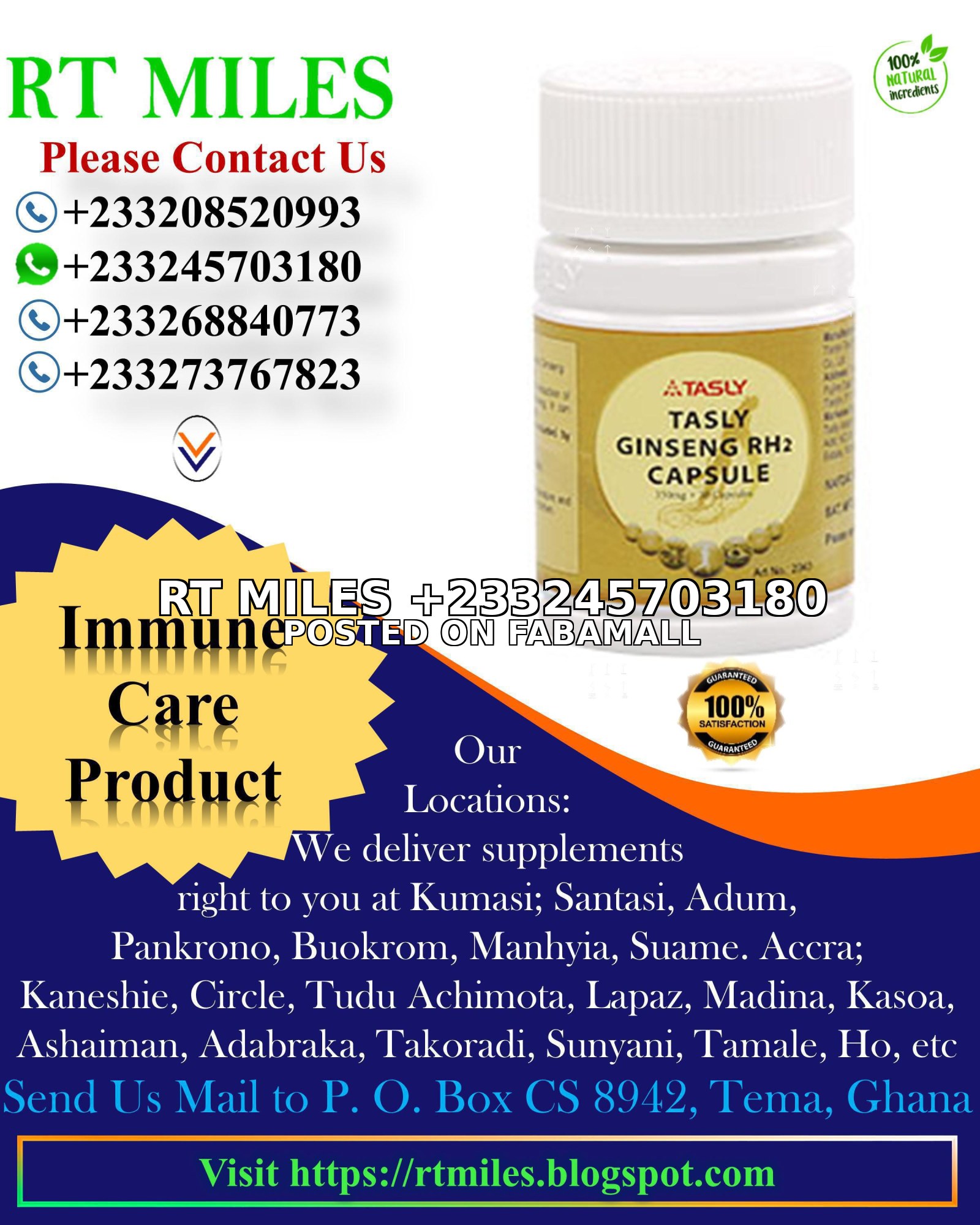 Tasly Ginseng RH2 Capsule +233245703180 - Unlock Your Vitality Now! — 1