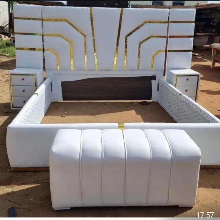 Leather Bed with Side drawers in Ghana image
