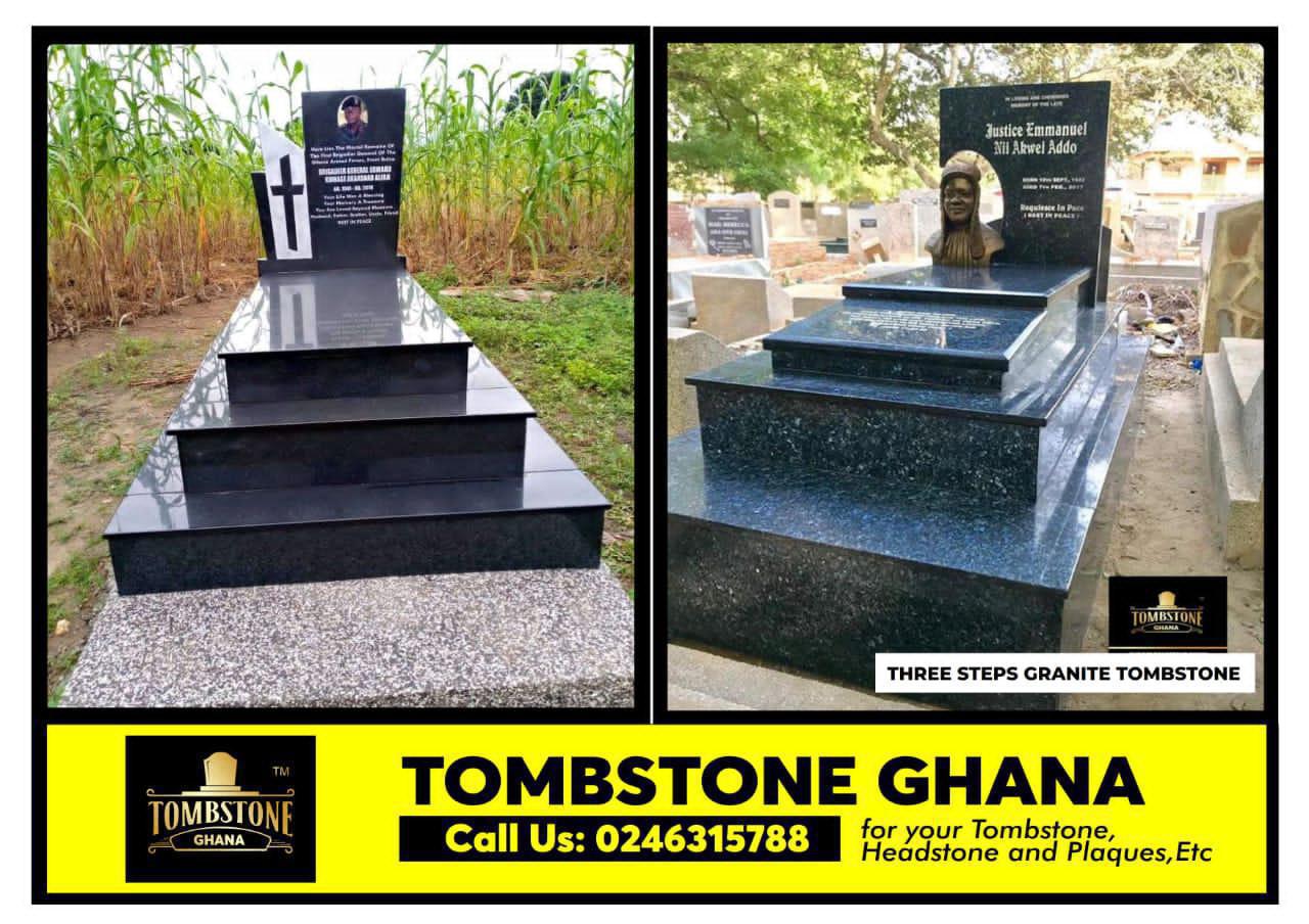 Three steps granite tombstone