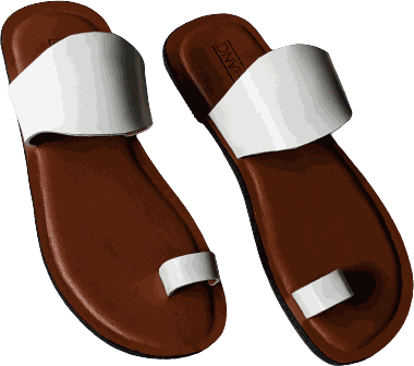 Men Handmade Quality Leather Slippers - White image