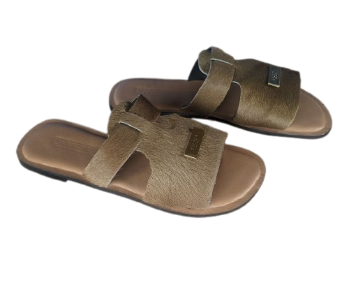 Fur Slips Handmade Quality Leather Slippers - Beige image