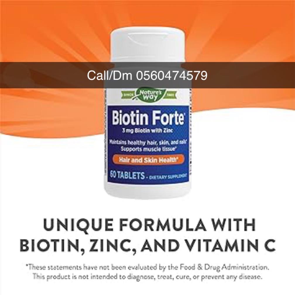 Nature's Way Biotin Forte, Hair and Nails, with Zinc, 60 Tablets image