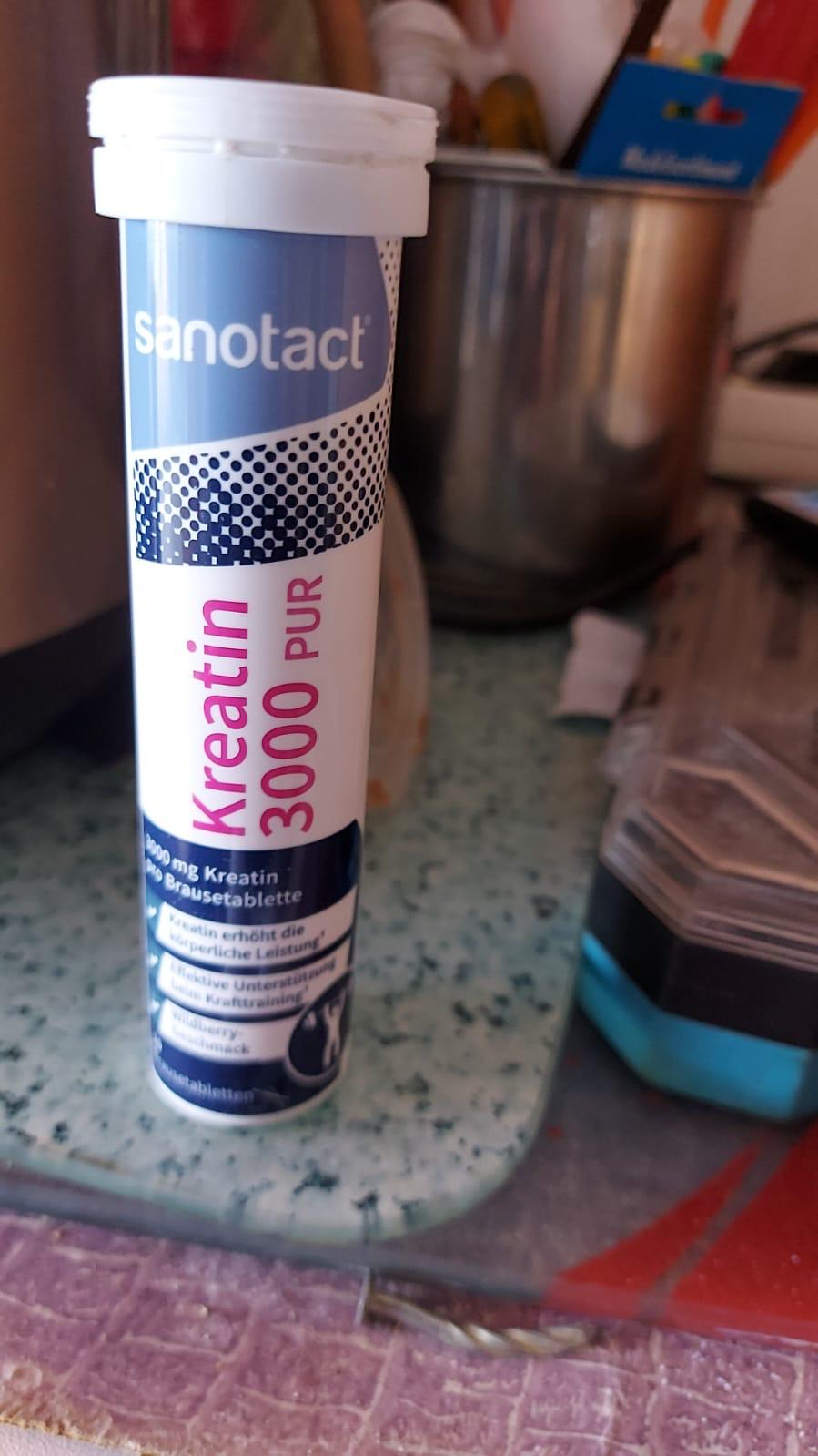 Sanotact creatine 3000 pure (20 effervescent tablets) Pure creatine monohydrate for muscle building &amp; strength training 3000mg creatine per tablet Pre workout booster laboratory test &amp; Vegan Wildberry 20 pieces image